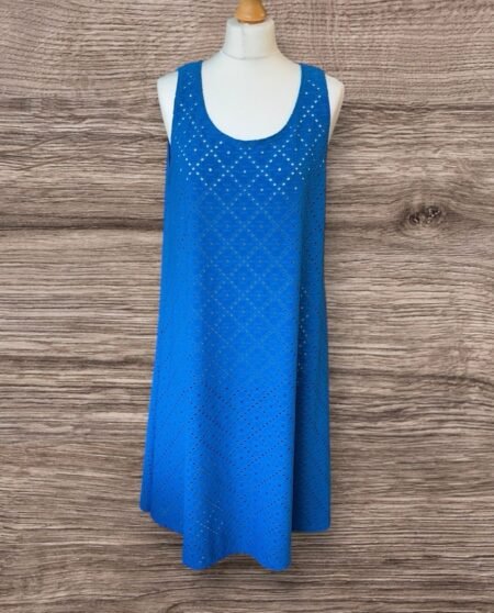 Zooni Royal Blue Broderie Stretch Swing Summer Dress Size 14
