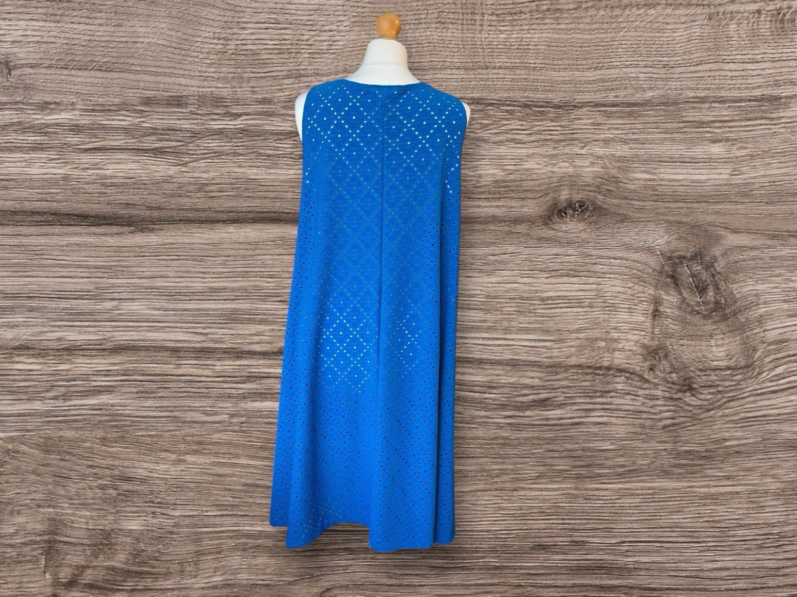 Zooni Royal Blue Broderie Stretch Swing Summer Dress Size 14