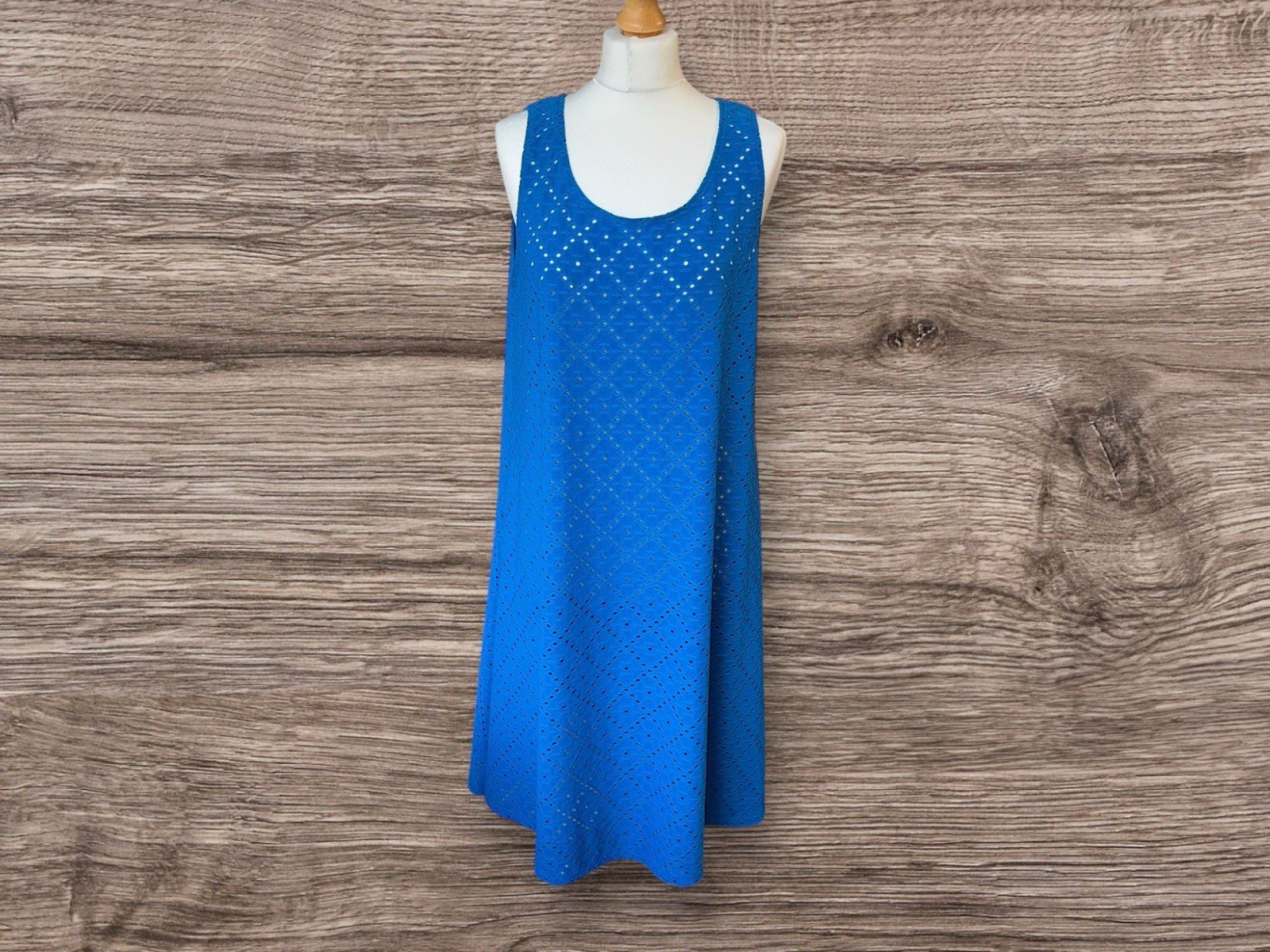 Zooni Royal Blue Broderie Stretch Swing Summer Dress Size 14