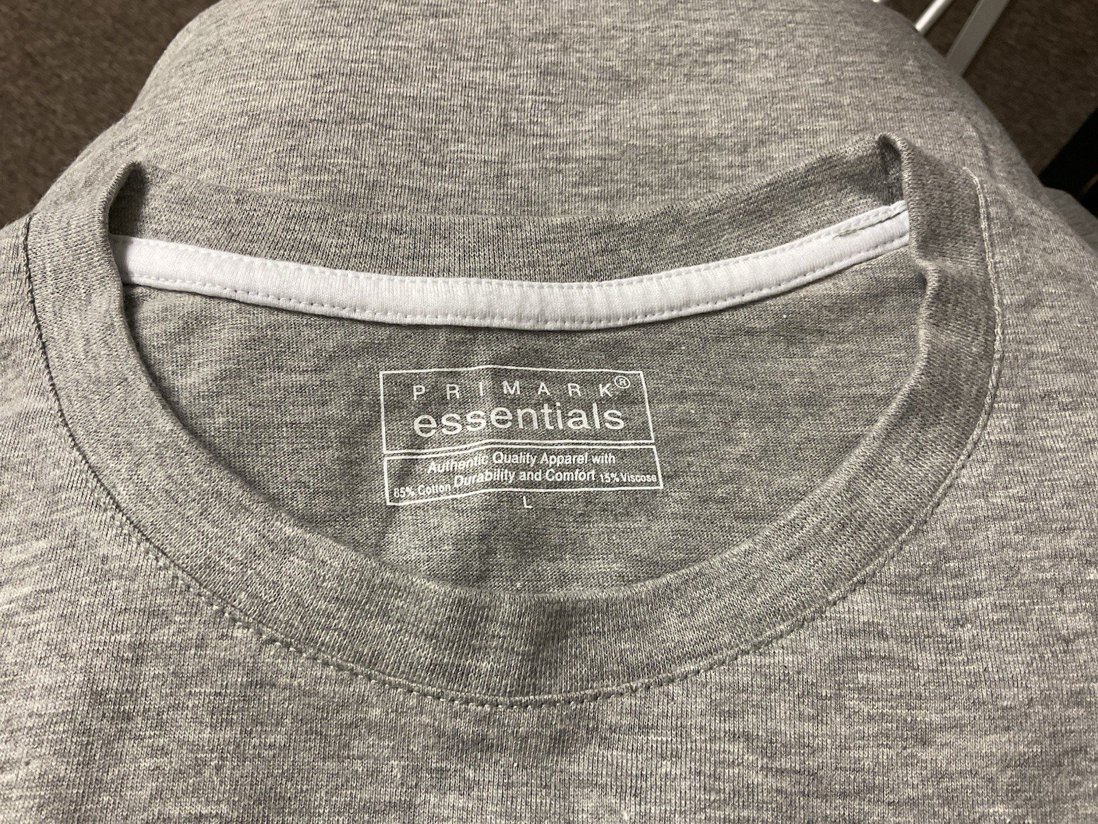 BNWT Primark Marl Grey Cotton Blend Crew Neck T-shirt Size L