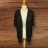 Black Beach Cover Up Open Front 3 Quarter Sleeve Open Pattern Bottom Size XS
