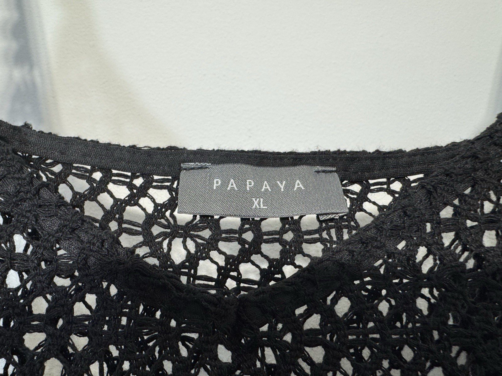 Black Crochet Knit Beach Dress Bead Strap Detail Side Split Hem Size XL