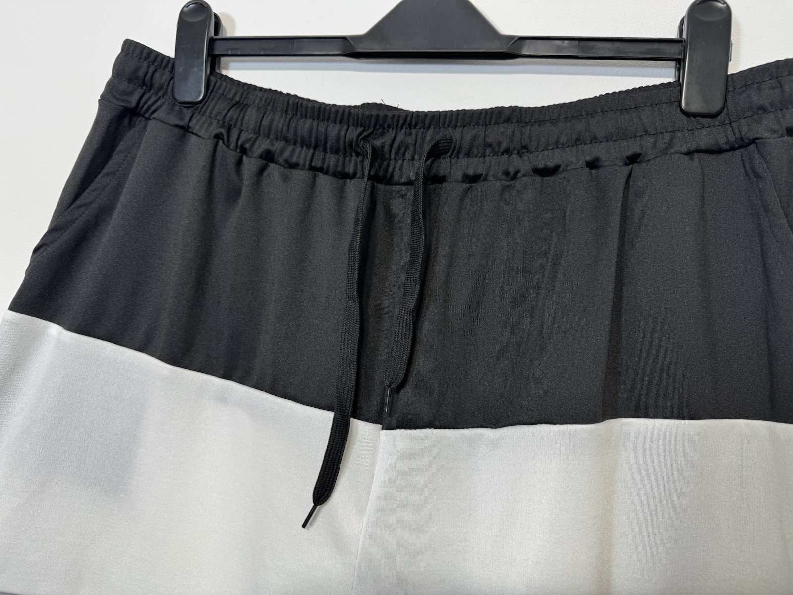 Black White Grey Stripe Elasticated Relax Fit Shorts Size 2XL