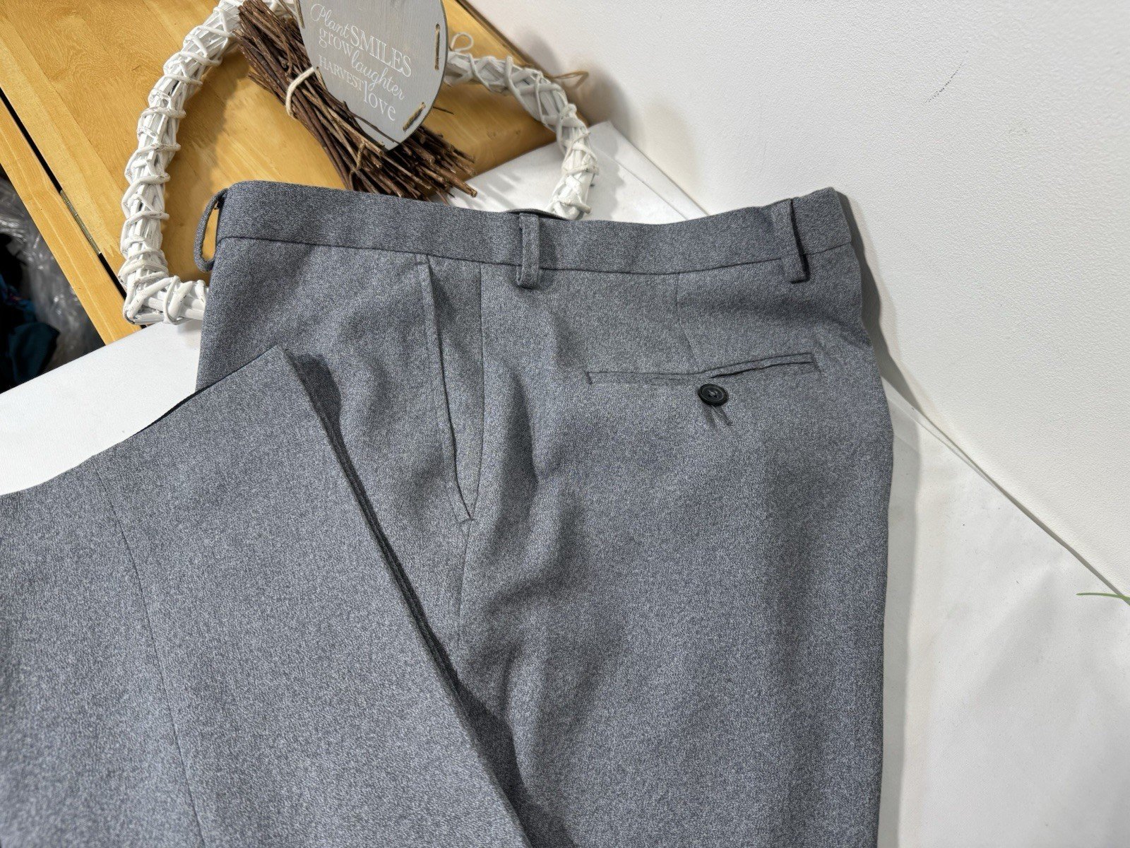 Burtons Grey Fleck Slim Fit Trousers W34 L33