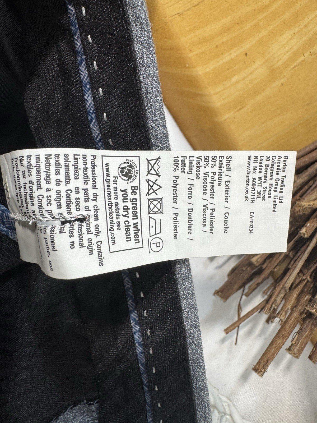 Burtons Grey Fleck Slim Fit Trousers W34 L33