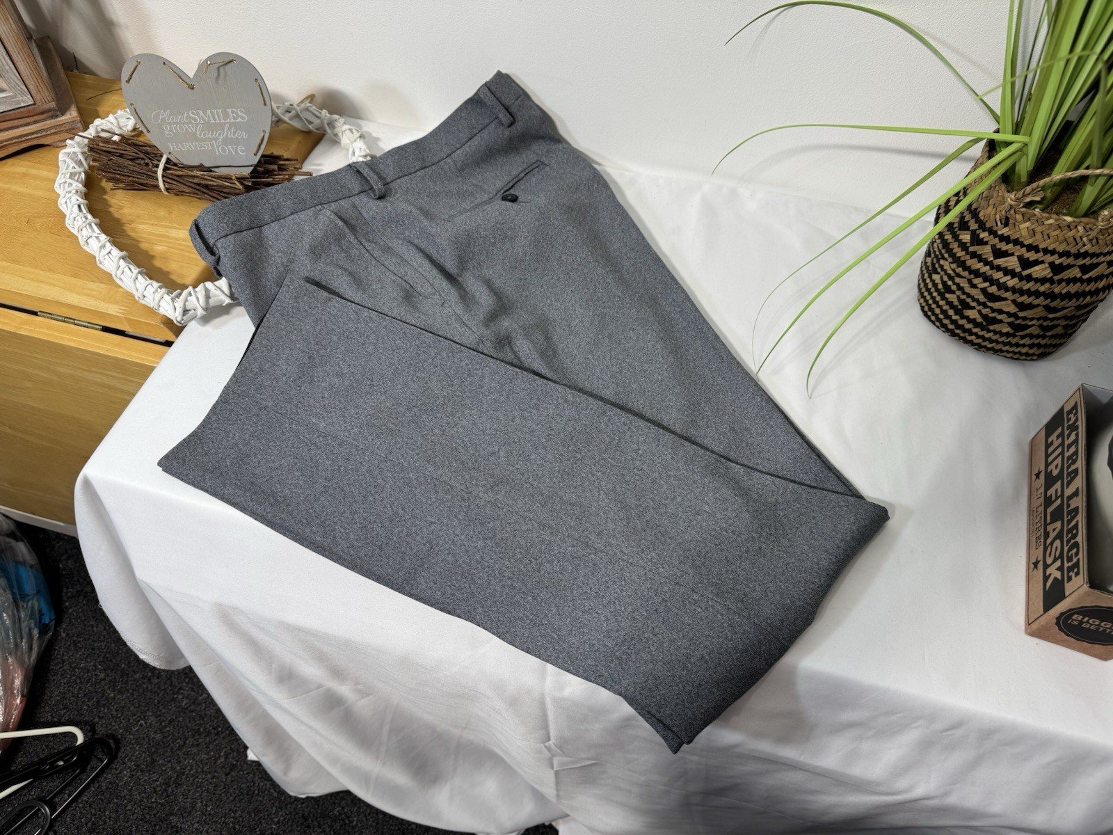 Burtons Grey Fleck Slim Fit Trousers W34 L33