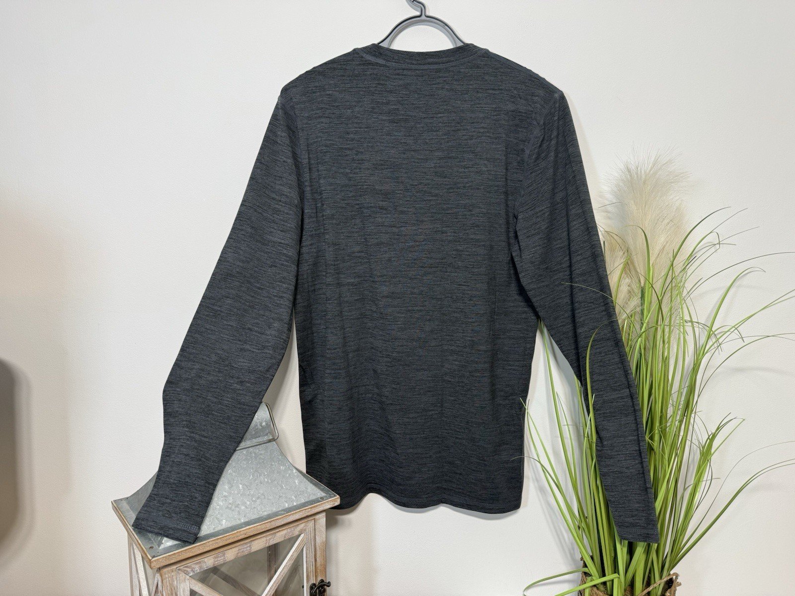 Charcoal Fleck Slim Fit Long Sleeve Top Size L