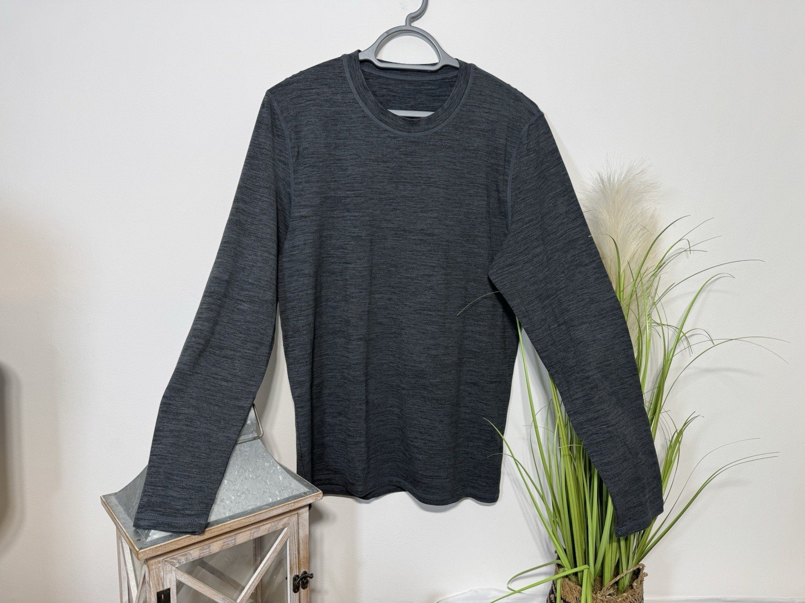 Charcoal Fleck Slim Fit Long Sleeve Top Size L