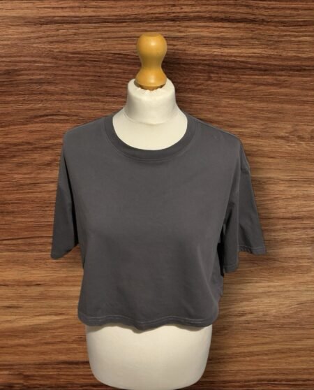 Charcoal Grey Cotton Crop T Shirt Size S