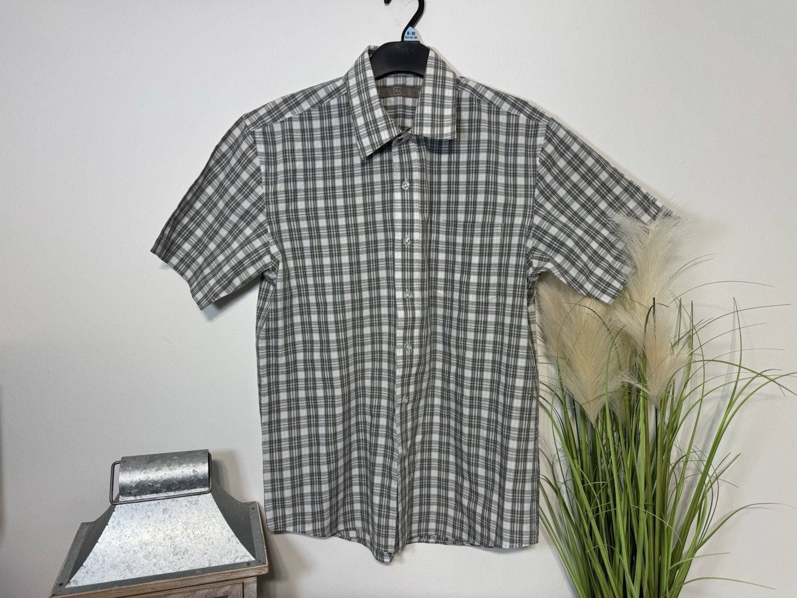 Check Cotton Blend Short Sleeve Shirt Size S