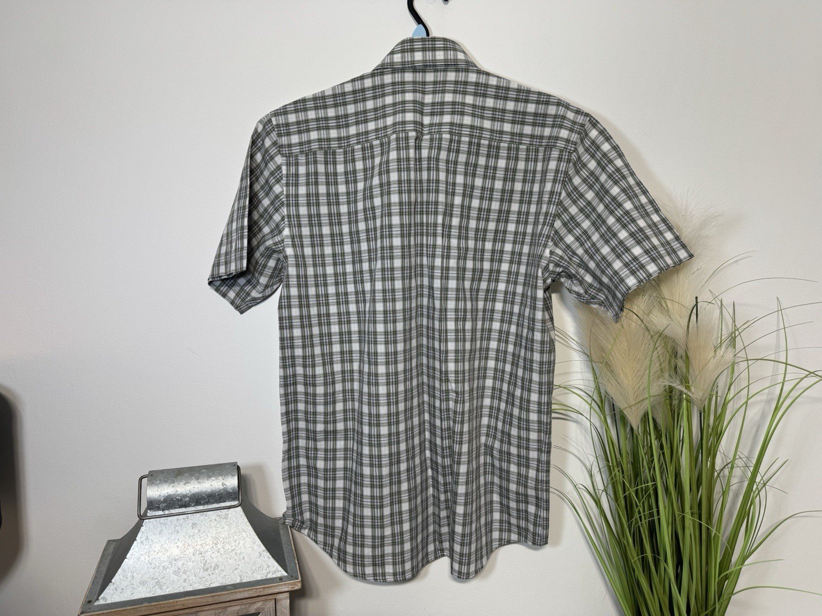 Check Cotton Blend Short Sleeve Shirt Size S