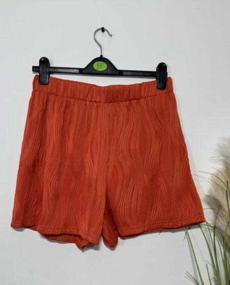 Coral Textured Wave Stretch High Waisted Shorts Size 12-14