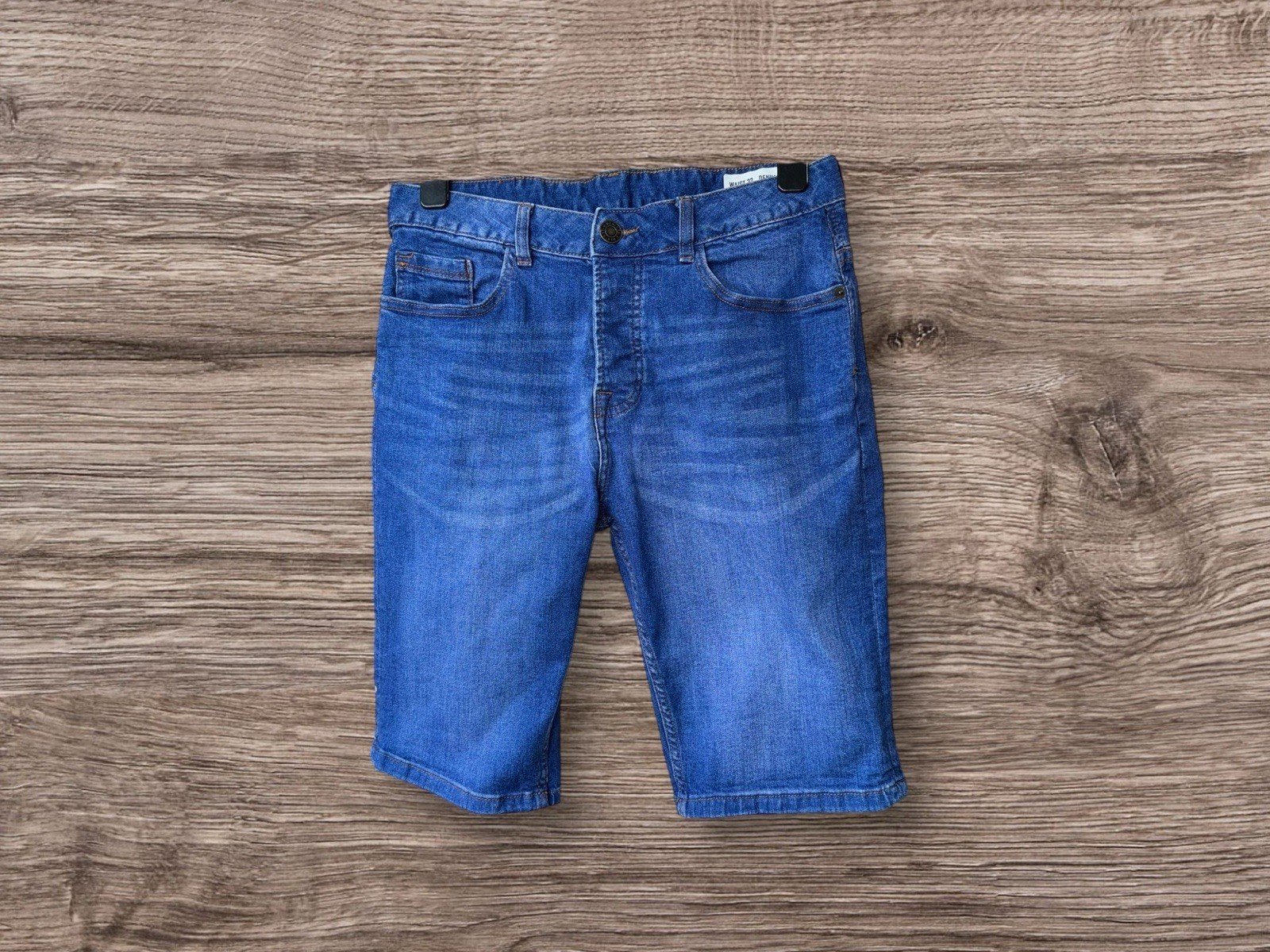 Denim & Co Indigo Denim Button Fly Shorts Waist 32in