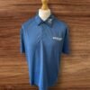 Dunlop Royal Blue Golf Polo Shirt Front/back Motifs Collared Size L