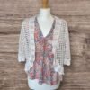 Ecru Cotton Blend Crochet Bolero One Size