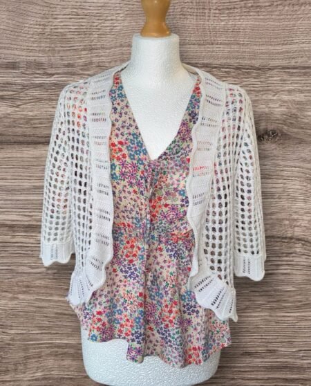 Ecru Cotton Blend Crochet Bolero One Size