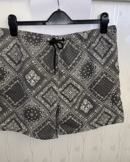 Grey Paisley Mesh Lined Swim Shorts Size L