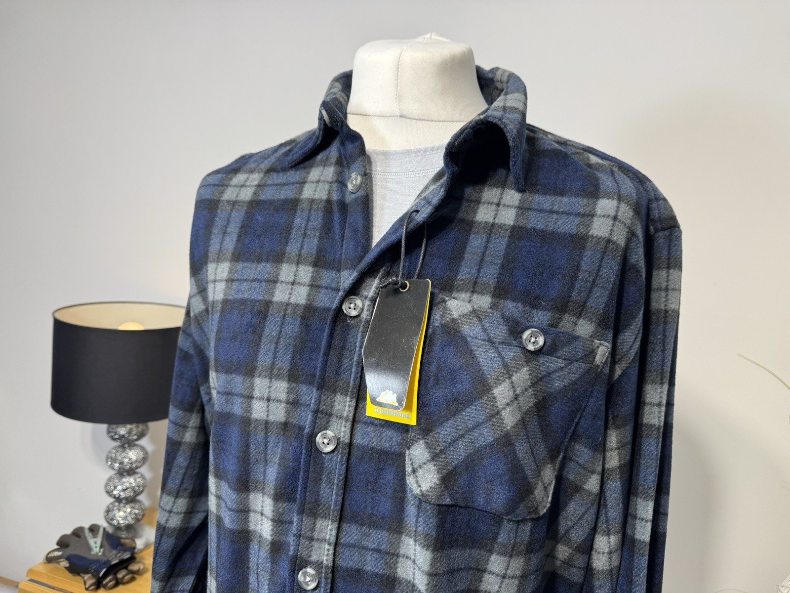 Groundwork Check Button Through Over Shirt Size 2XL