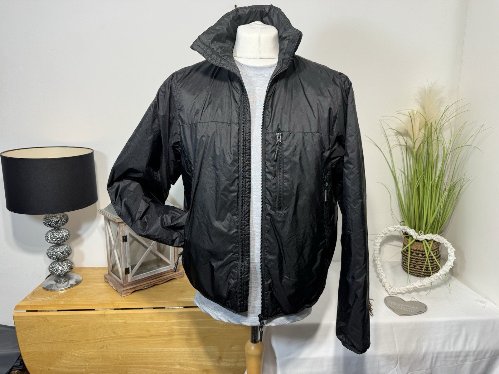 H&M Black Lined Full Zip High Neck Bomber Jacket Size S