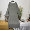 H&M Heather Grey Pure Wool V-Neck Long Jumper Dress Size S