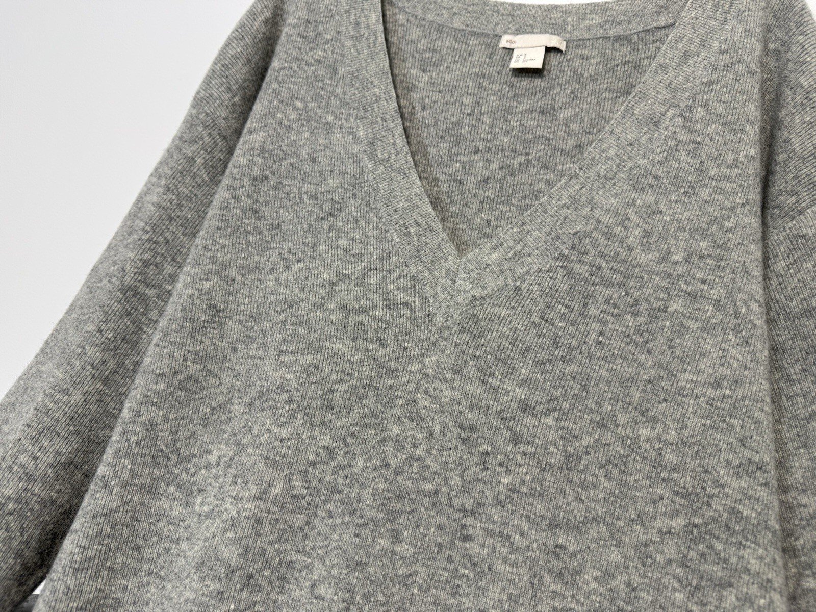 H&M Heather Grey Pure Wool V-Neck Long Jumper Dress Size S