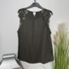 H&M Khaki Lace Effect Short Sleeve Top Size M