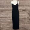H&M Little Black Dress Long With Side Splits Elasticated Waist Size 8