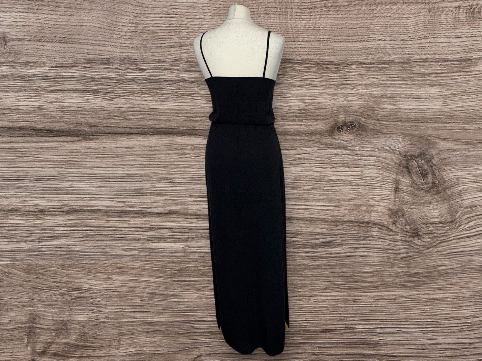 H&M Little Black Dress Long With Side Splits Elasticated Waist Size 8