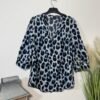 Leopard Print Flowy Blouse 3/4 Sleeve Size 10-12