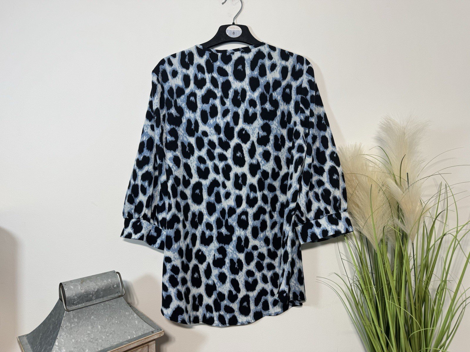 Leopard Print Flowy Blouse 3/4 Sleeve Size 10-12