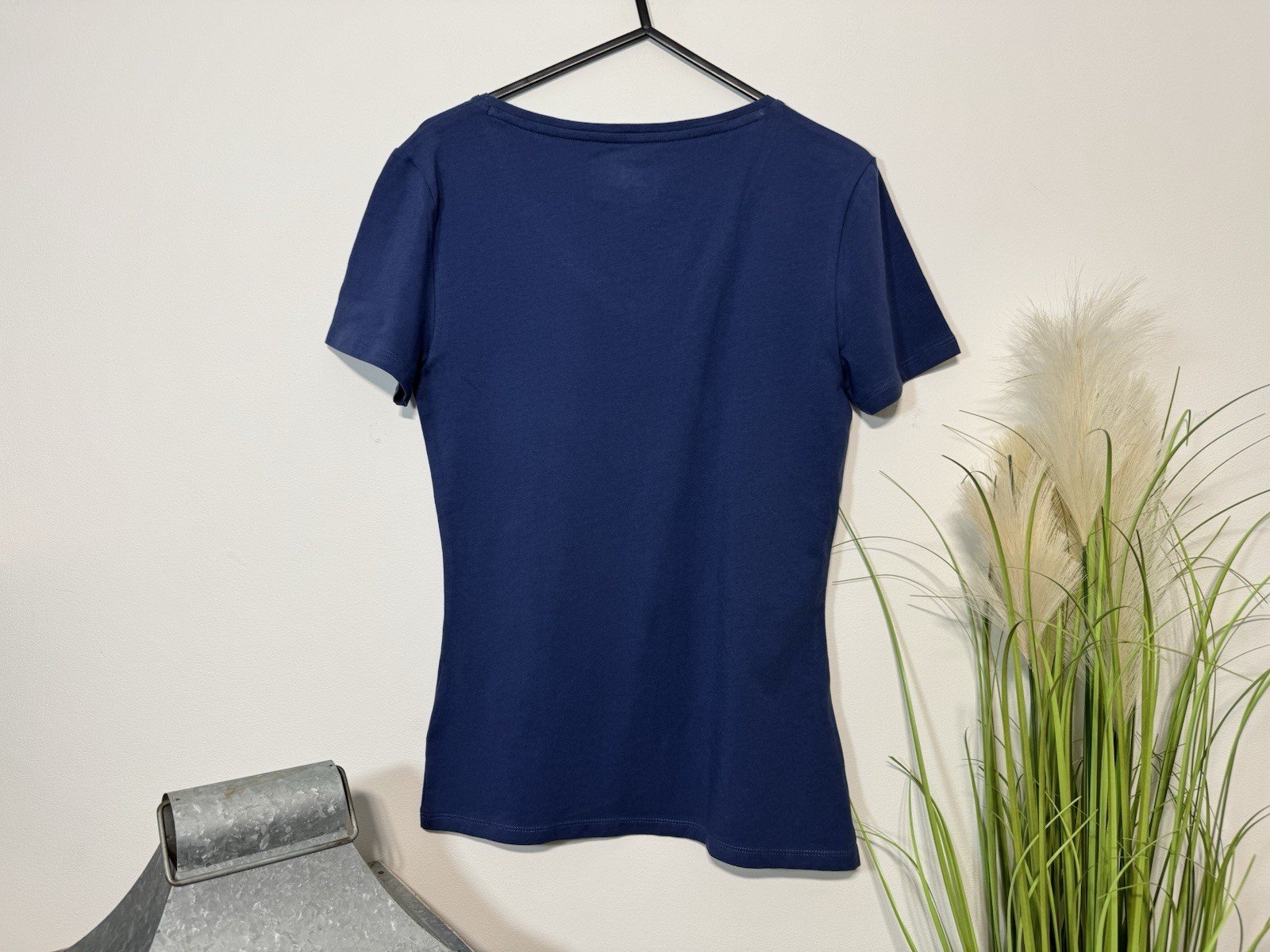 M&S The Fitted Navy V-Neck Short Sleeve T-Shirt Size 8