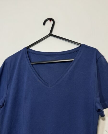 M&S The Fitted Navy V-Neck Short Sleeve T-Shirt Size 8