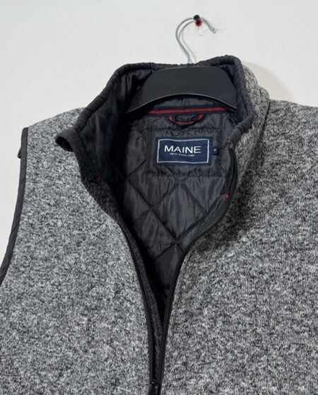 Maine Grey Fleck Lined Full Zip High Collar Gilet Size M