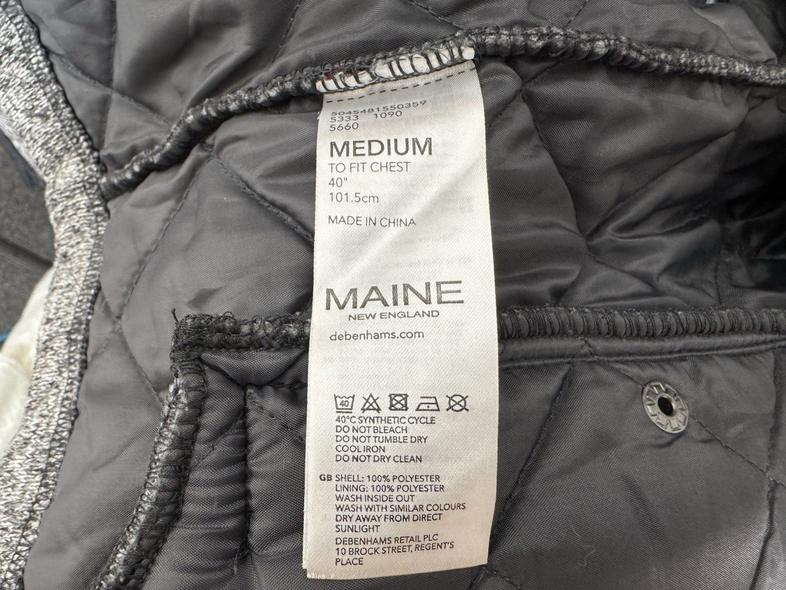 Maine Grey Fleck Lined Full Zip High Collar Gilet Size M