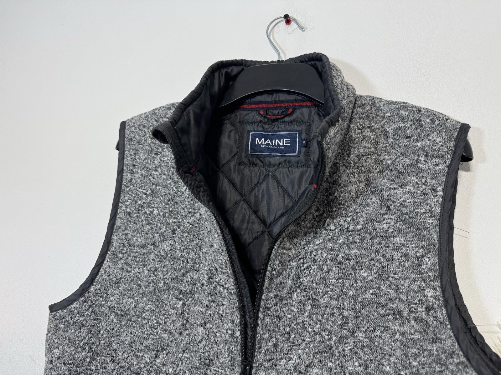 Maine Grey Fleck Lined Full Zip High Collar Gilet Size M