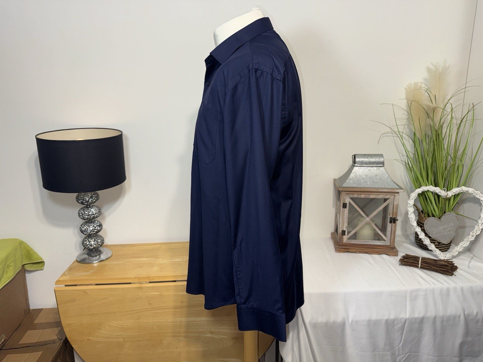 Navy Blue Long Sleeve Shirt With Pocket Size L