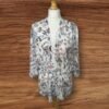 New Look Cream Floral Open Front Blouse With Belt 3qtr Sleeve S14