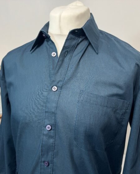 Oak Valley Dark Teal & Black Stripe Long Sleeve Shirt Size M