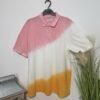 Ombré Mix Pique Knit Short Sleeve Polo Shirt Size L