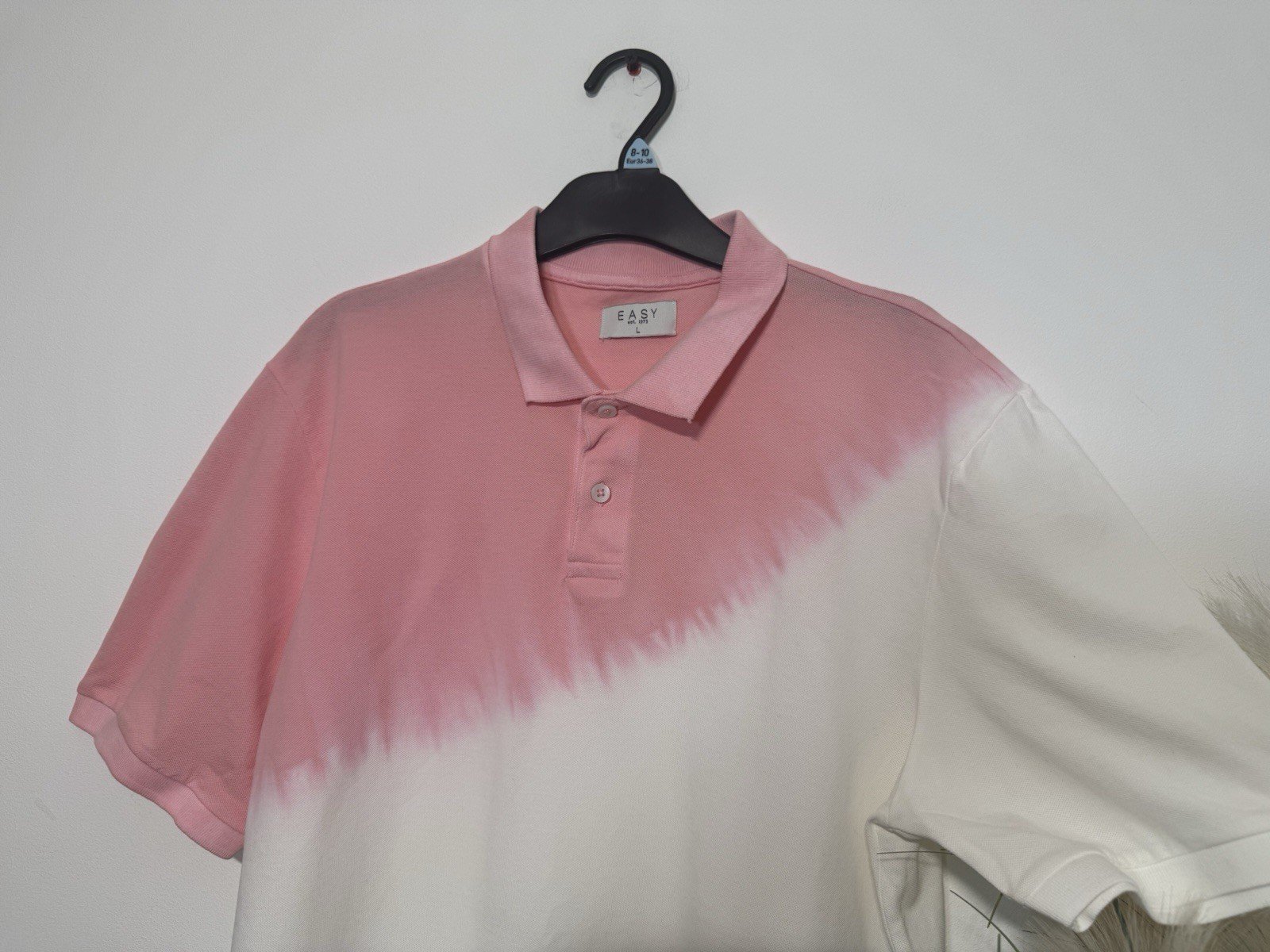 Ombré Mix Pique Knit Short Sleeve Polo Shirt Size L