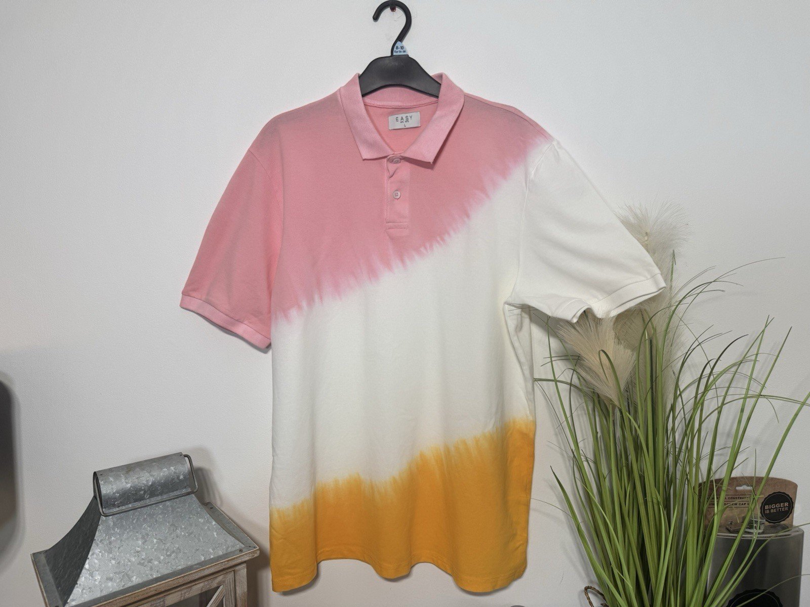 Ombré Mix Pique Knit Short Sleeve Polo Shirt Size L