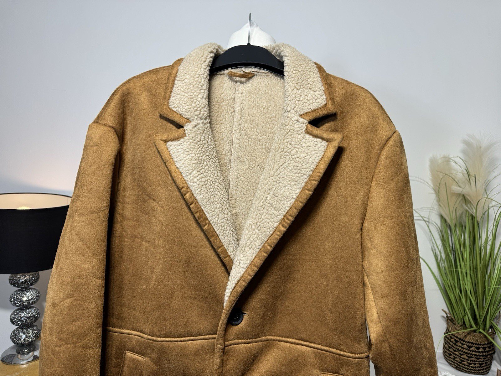 Only & Sons Royce Shearling Faux Suede Coat Size M