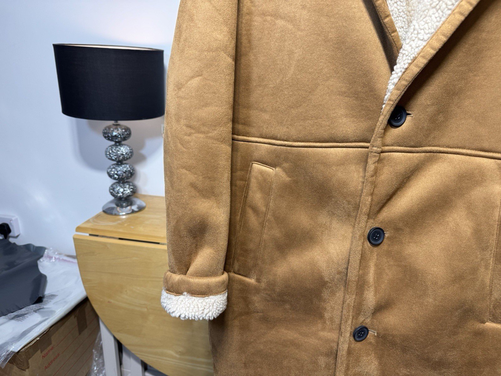 Only & Sons Royce Shearling Faux Suede Coat Size M