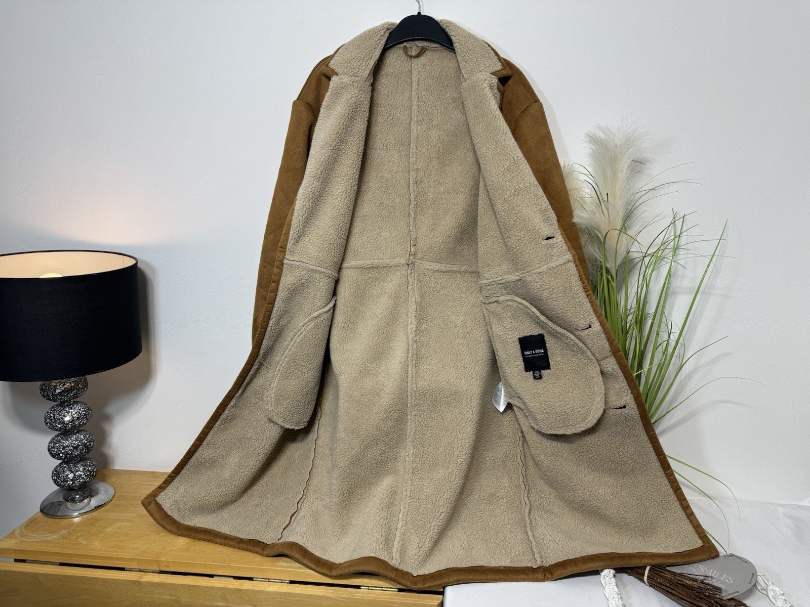 Only & Sons Royce Shearling Faux Suede Coat Size M