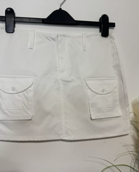 PLT White Woven Mini Skirt Pockets Size 6