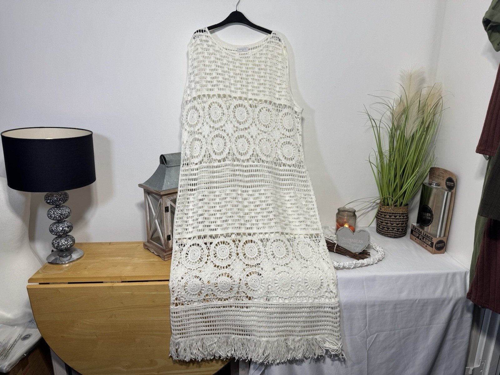 Papaya Beautiful Ivory Crochet Maxi Dress Size 20