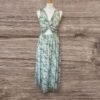 Sage Floral Halter Maxi Dress Front Thigh Splits Size 8