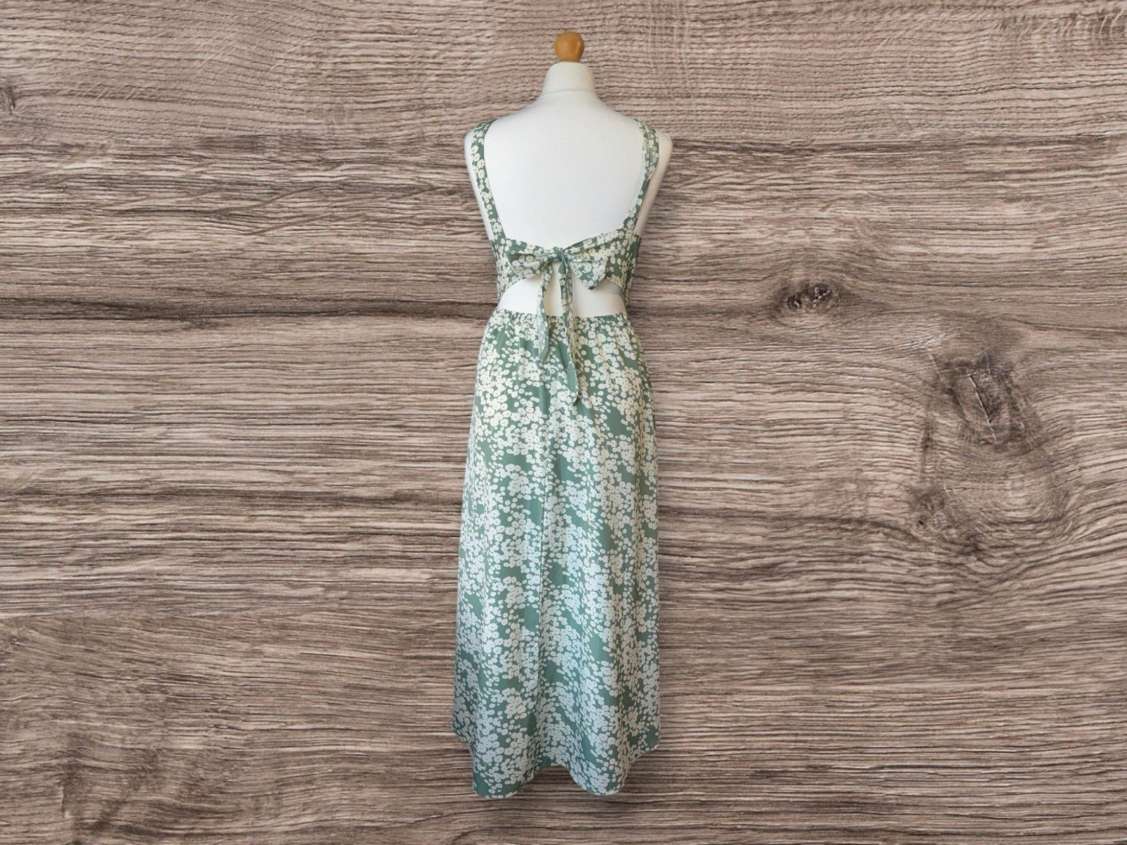 Sage Floral Halter Maxi Dress Front Thigh Splits Size 8