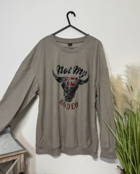 Taupe Fine Corduroy Graphic Crew Neck Top Size 12-14
