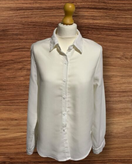 Womens Ivory Long Sleeved Button Up Blouse Size M
